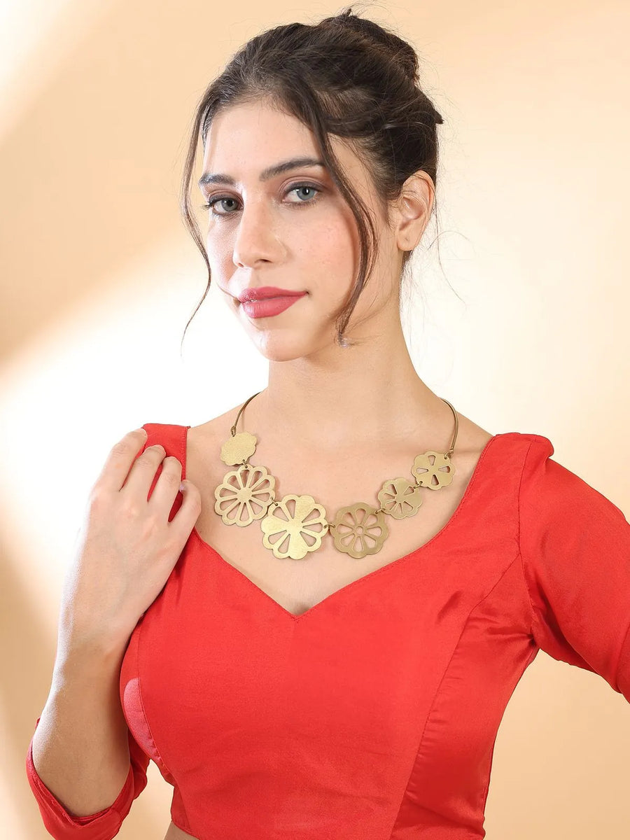 Gilded Petals Brass Necklace