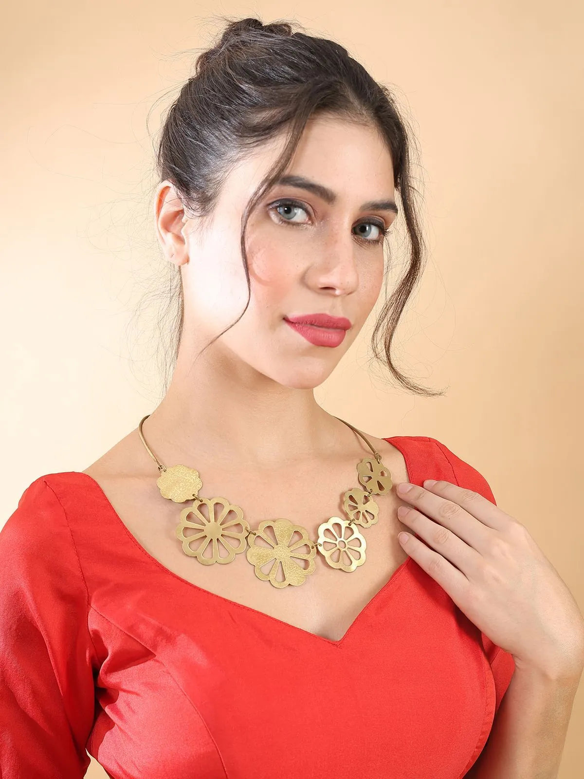 Gilded Petals Brass Necklace
