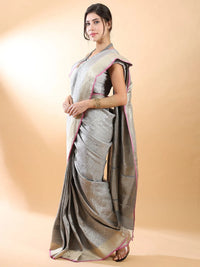 Grey-Silver Banarasi Silk Saree