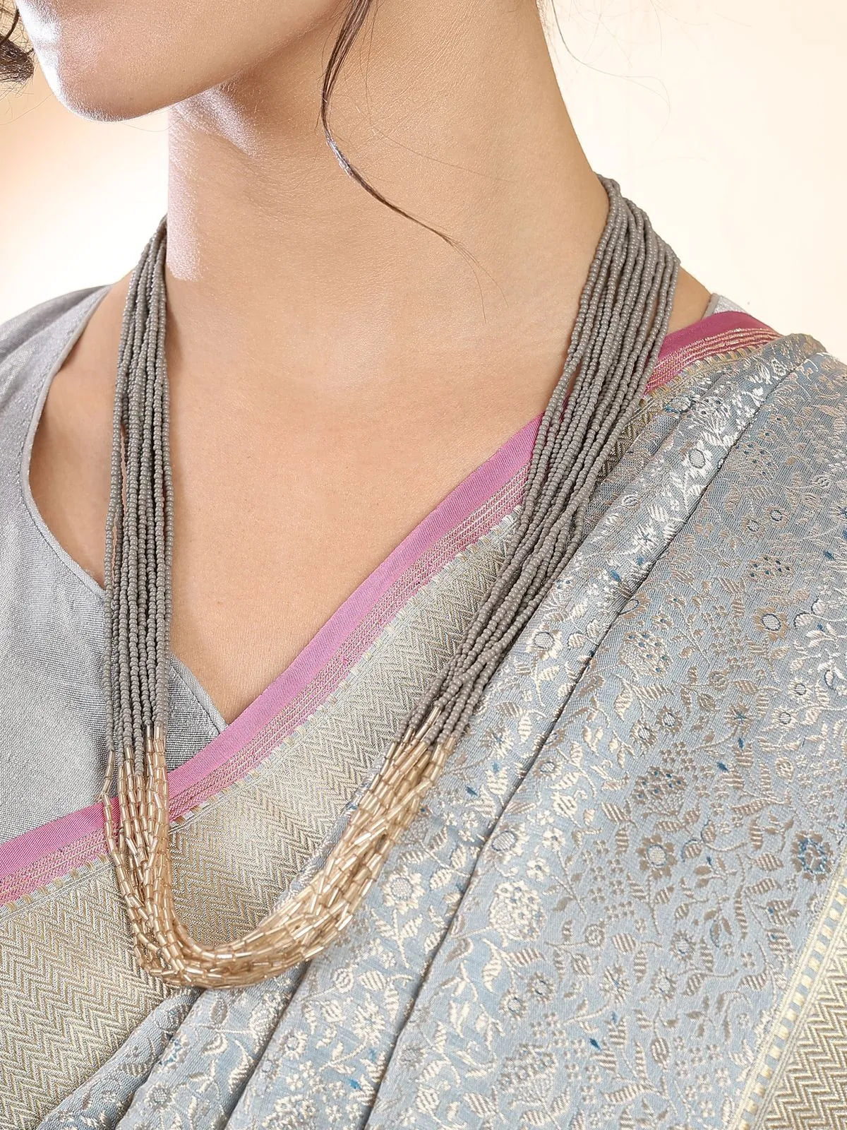 Grey-Silver Banarasi Silk Saree