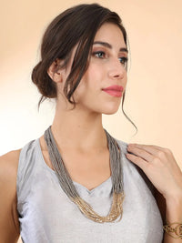 Grey Beaded Layer Necklace