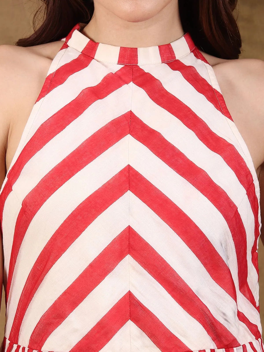 Halter Neck Stripes Dress