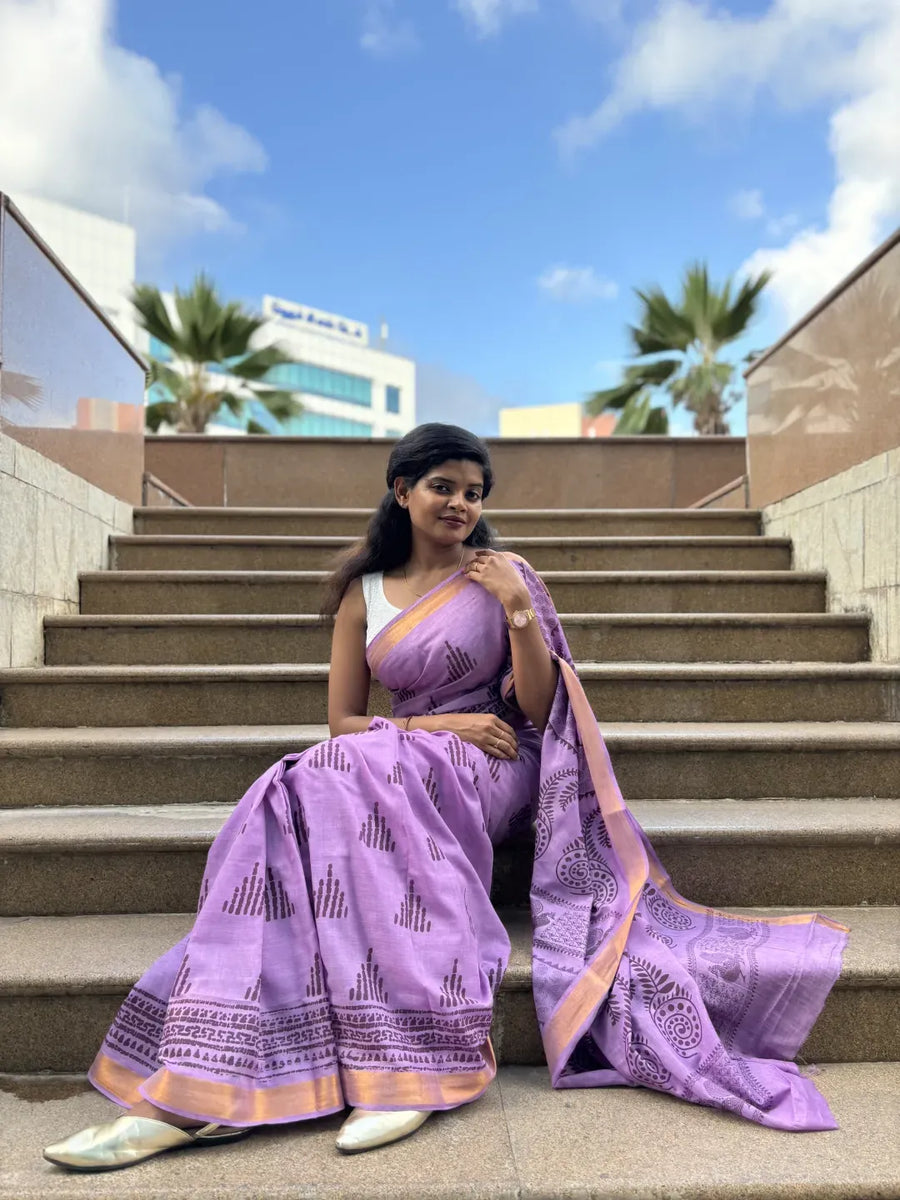 Handcrafted Cotton Block Printed Saree