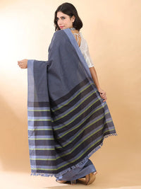 Handloom Cotton Blue Stripes Saree