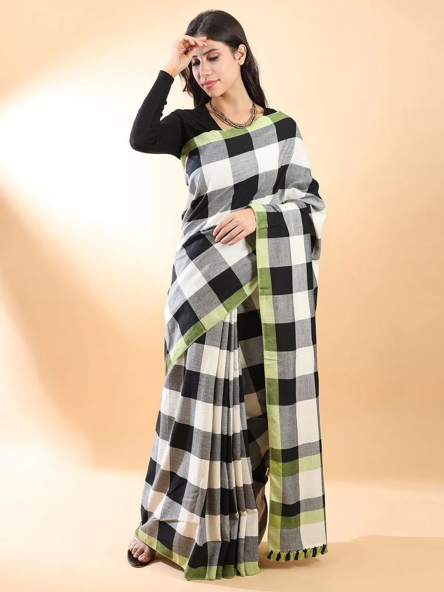 Handloom Cotton Checks Saree