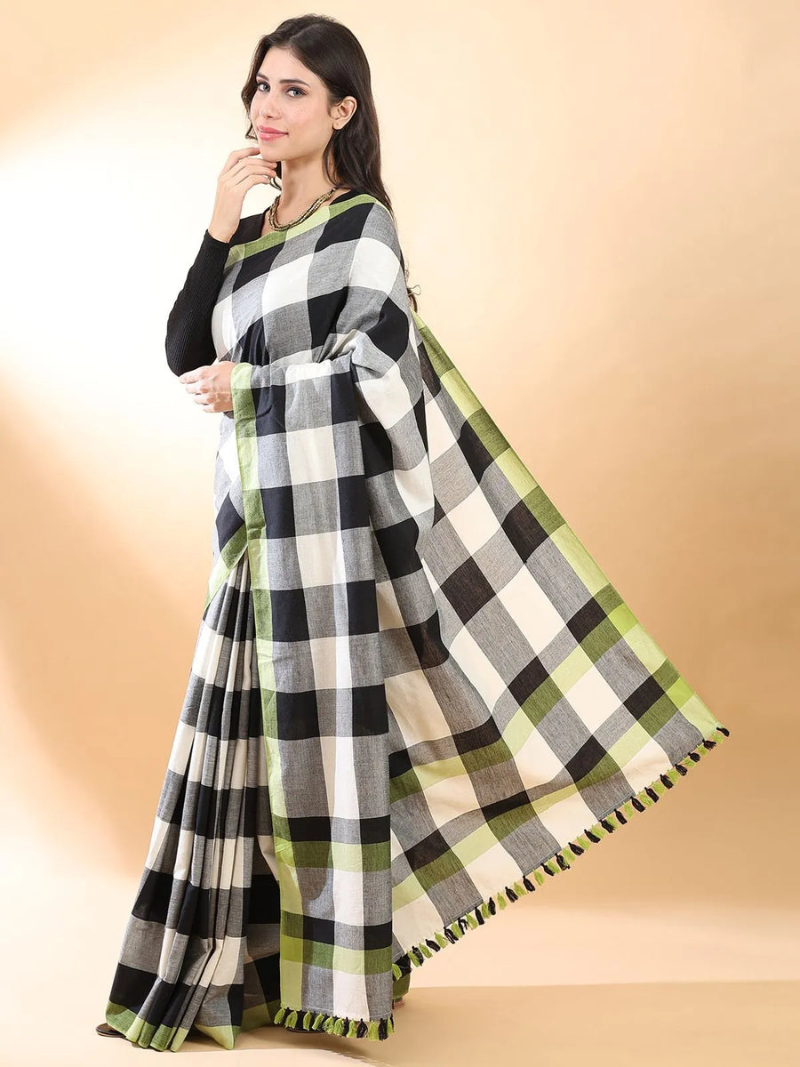 Handloom Cotton Checks Saree