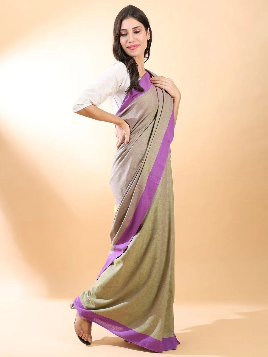 Handloom Cotton Grey Saree