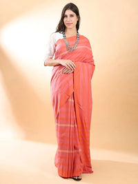 Handloom Cotton Peach Saree
