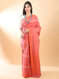 Handloom Cotton Peach Saree
