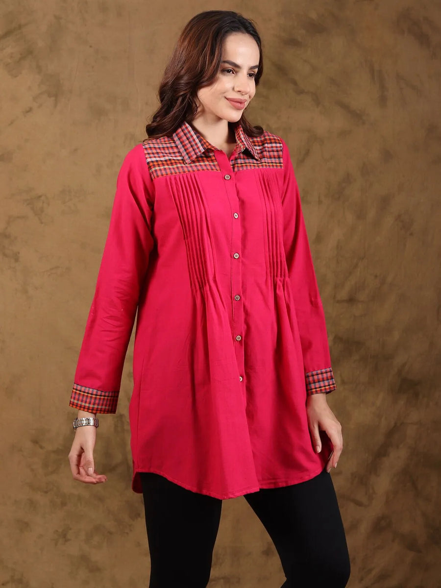 Handloom Cotton Pintuck Shirt Dress