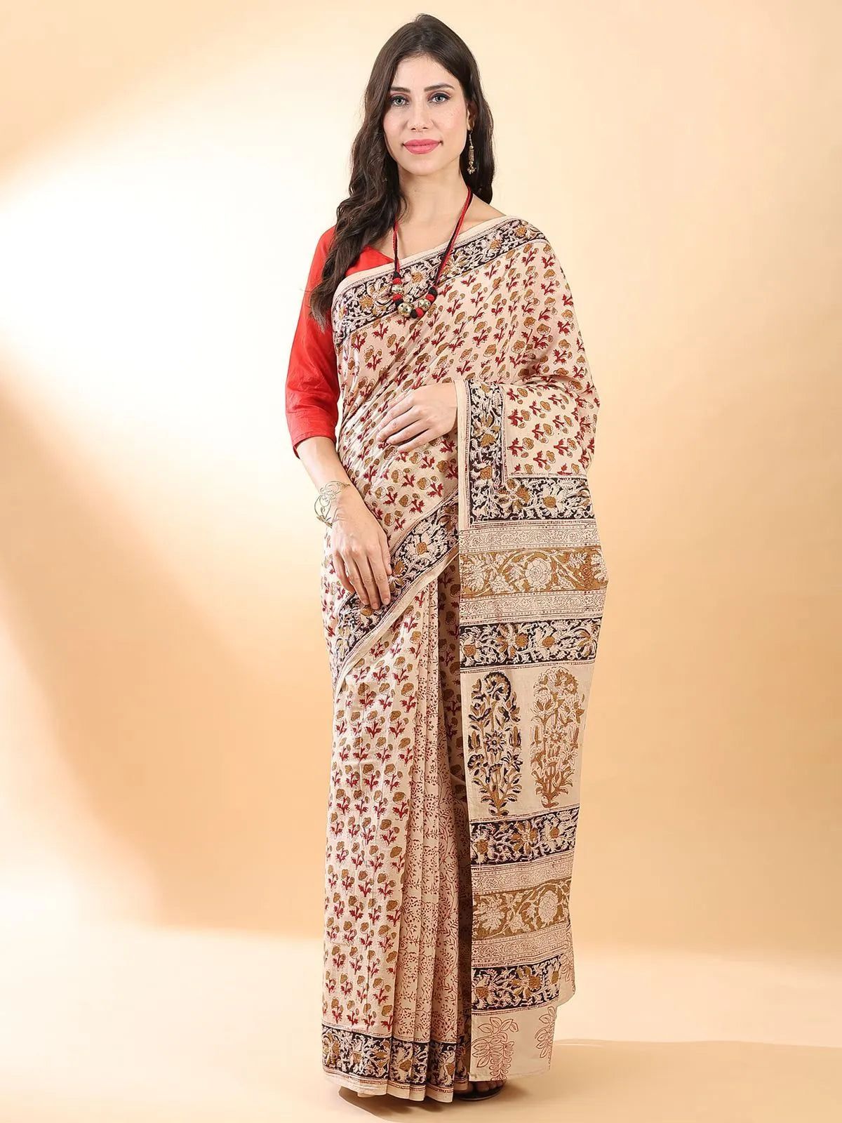 Kalamkari blockPrint cotton saree