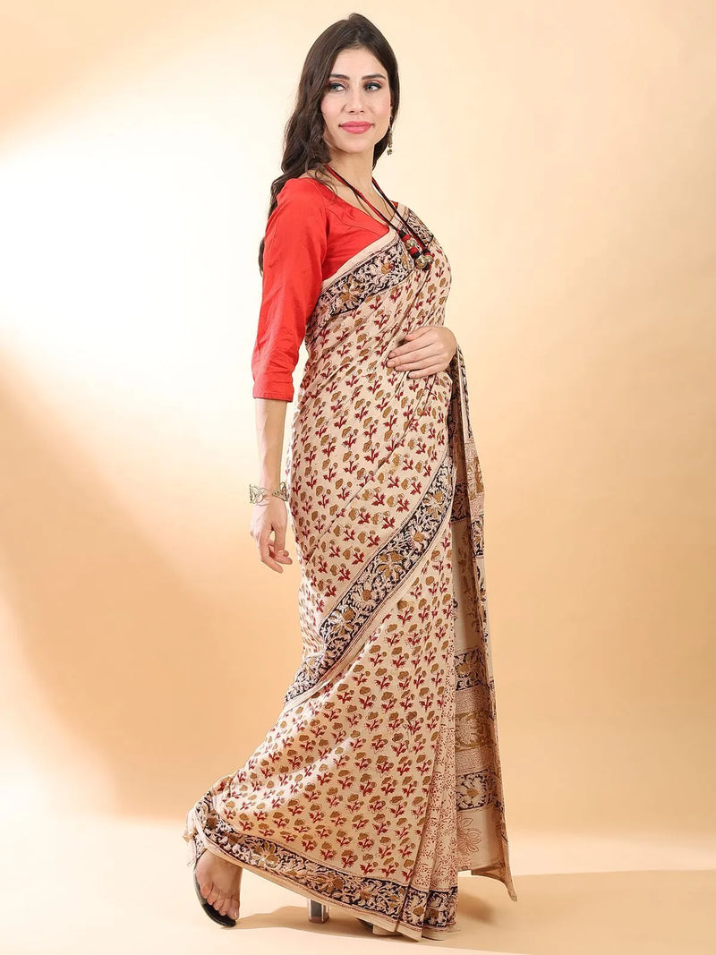 Kalamkari blockPrint cotton saree