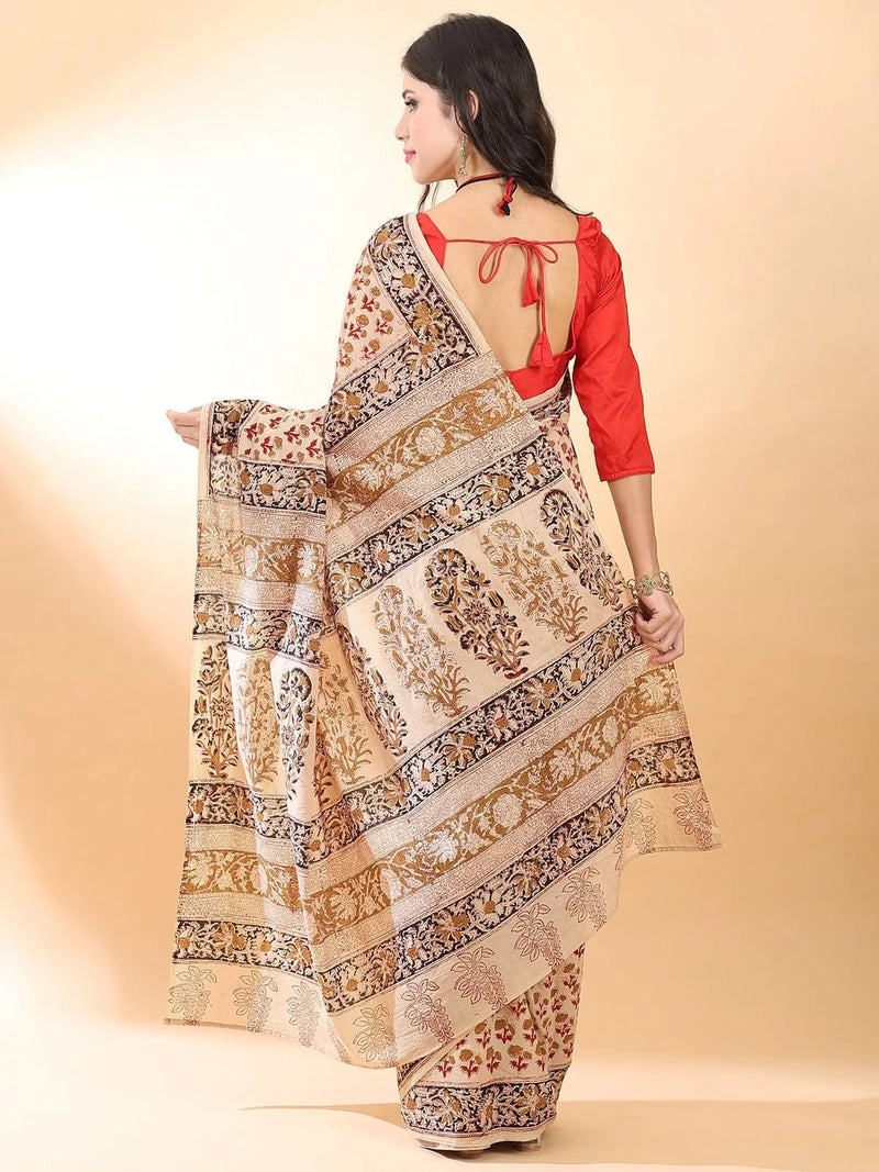 Kalamkari blockPrint cotton saree