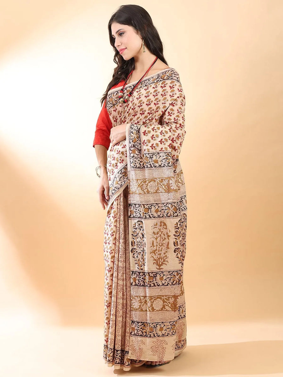 Kalamkari blockPrint cotton saree