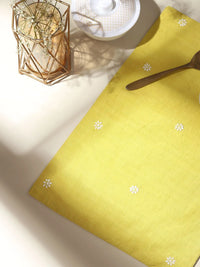 Lime Chikankari Table Mat