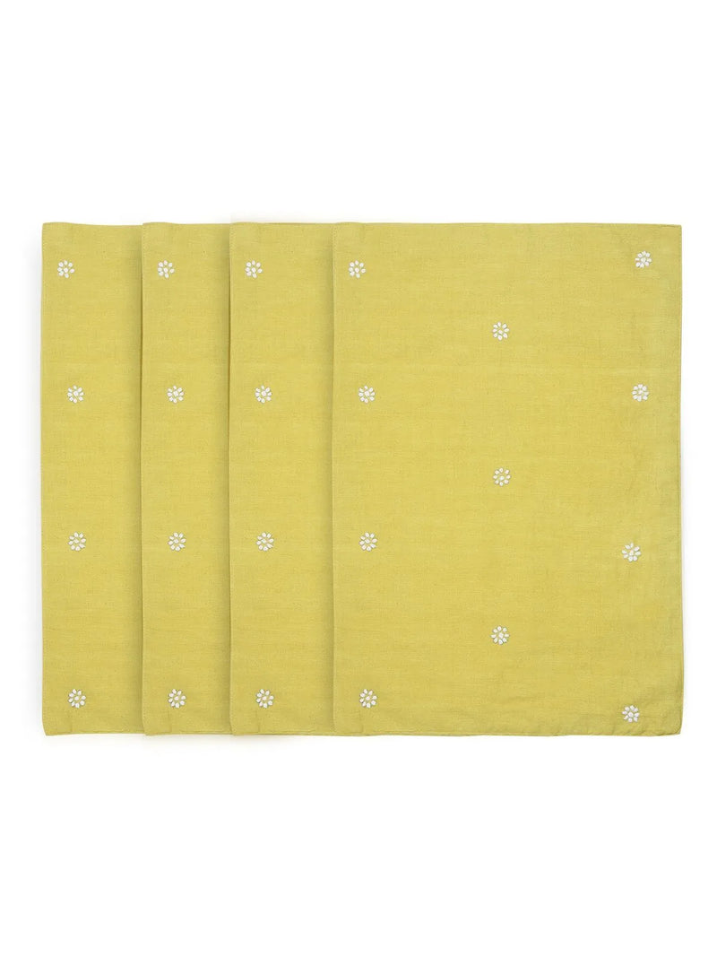 Lime Chikankari Table Mat