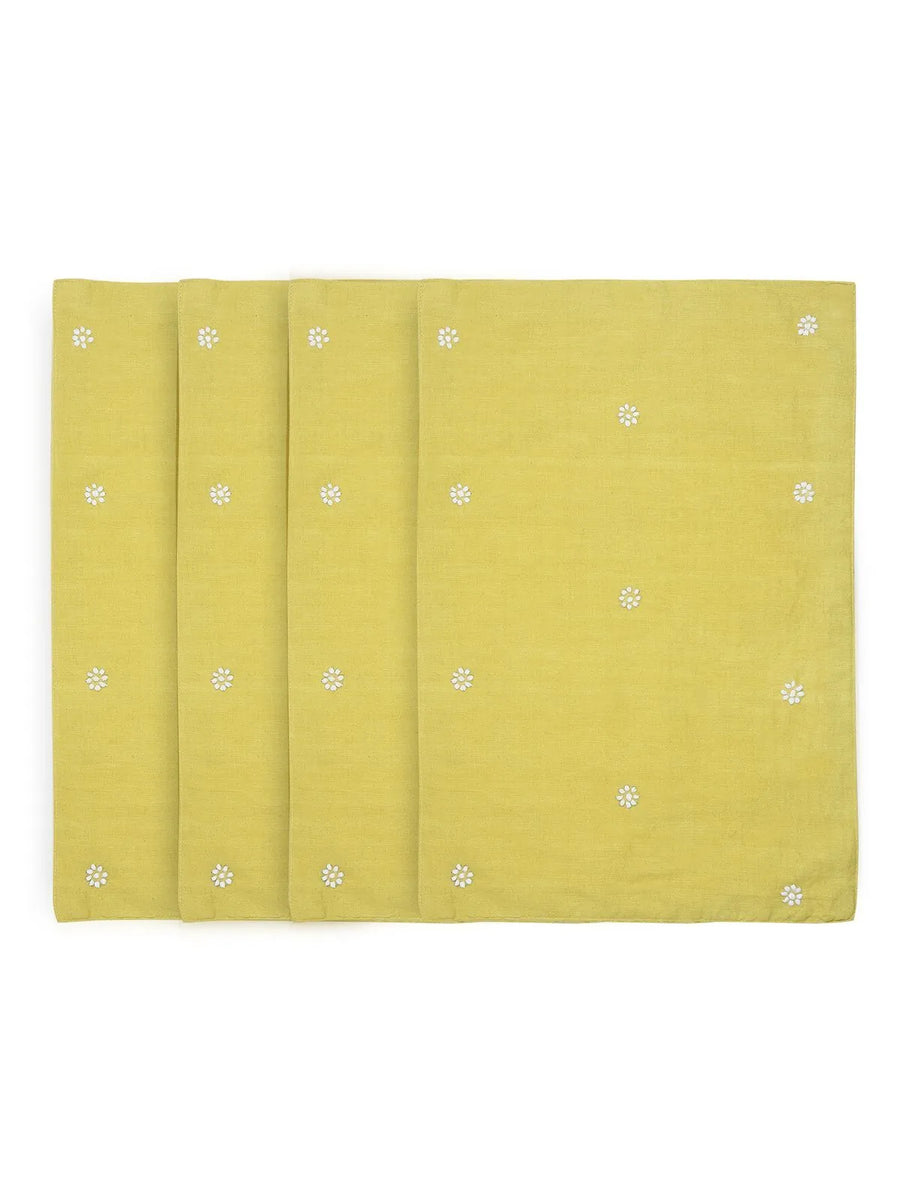 Lime Chikankari Table Mat