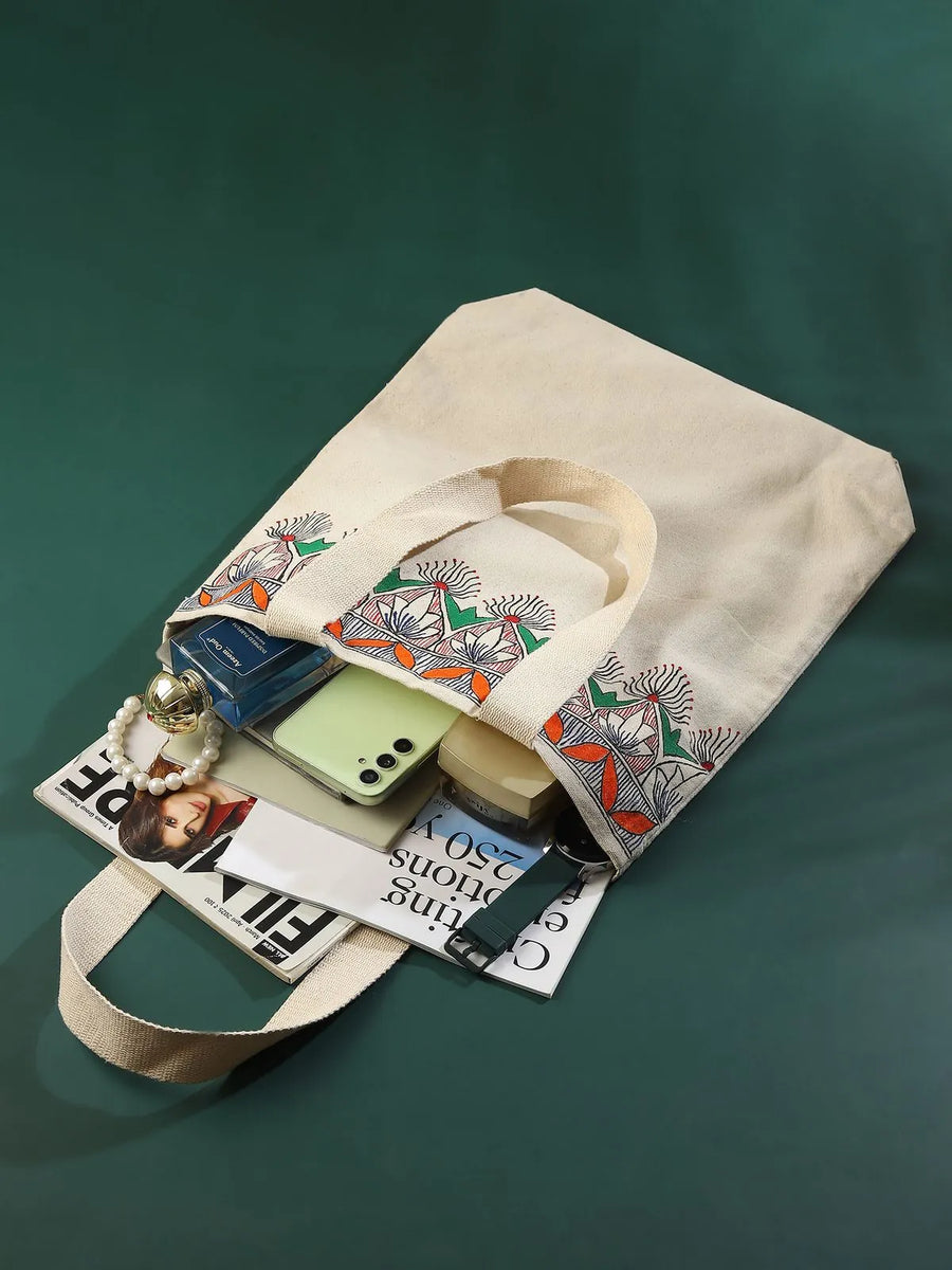 Madhubani Border Jhola Bag