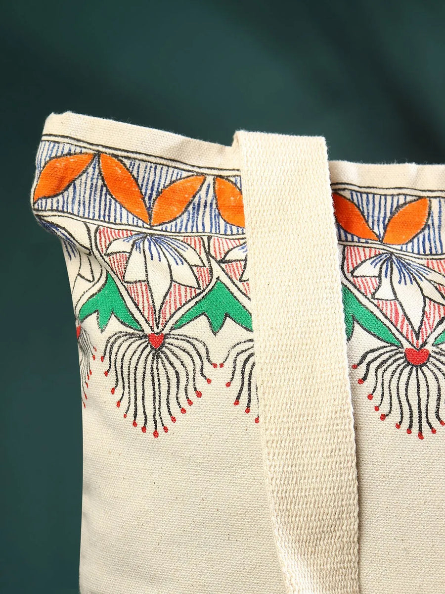 Madhubani Border Jhola Bag