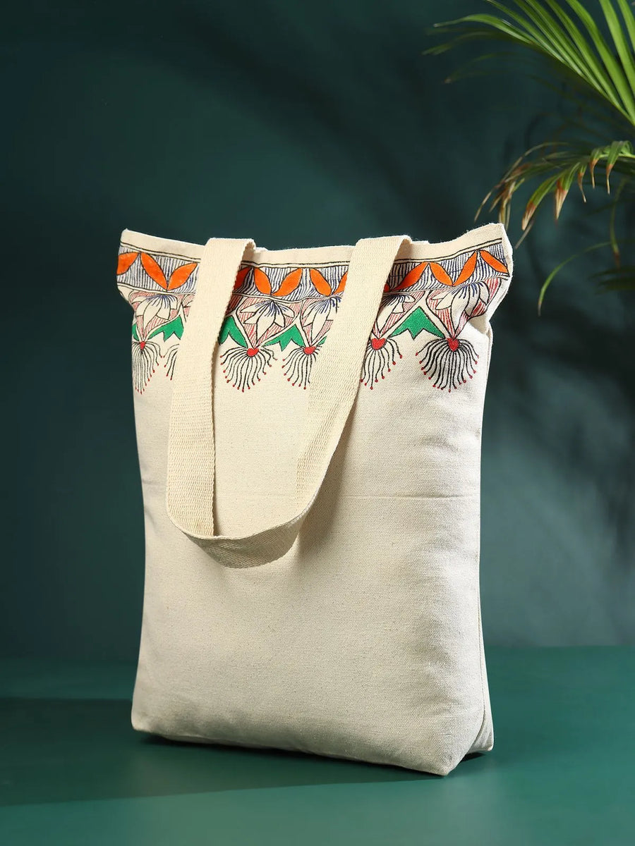 Madhubani Border Jhola Bag