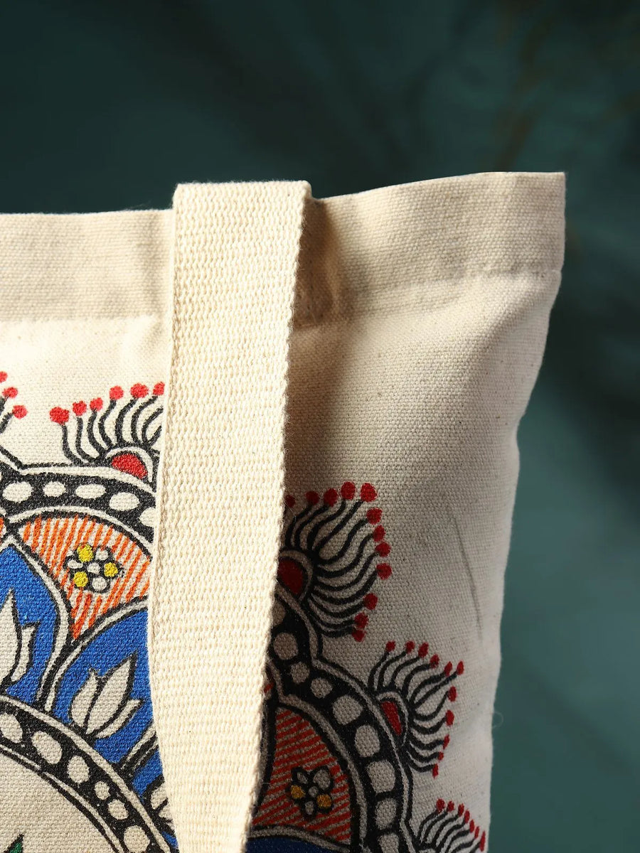 Madhubani peacock Jhola Bag
