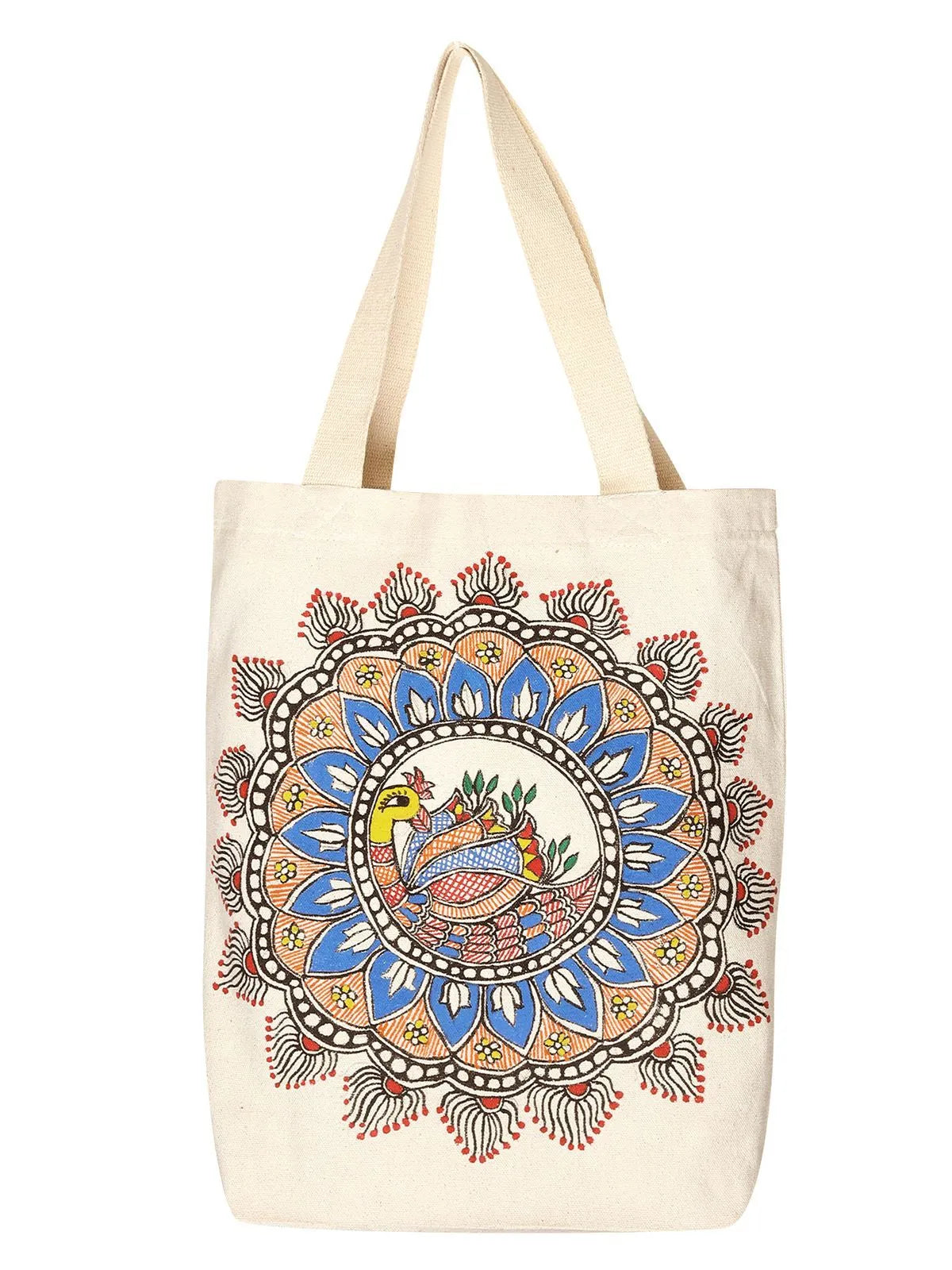 Madhubani peacock Jhola Bag