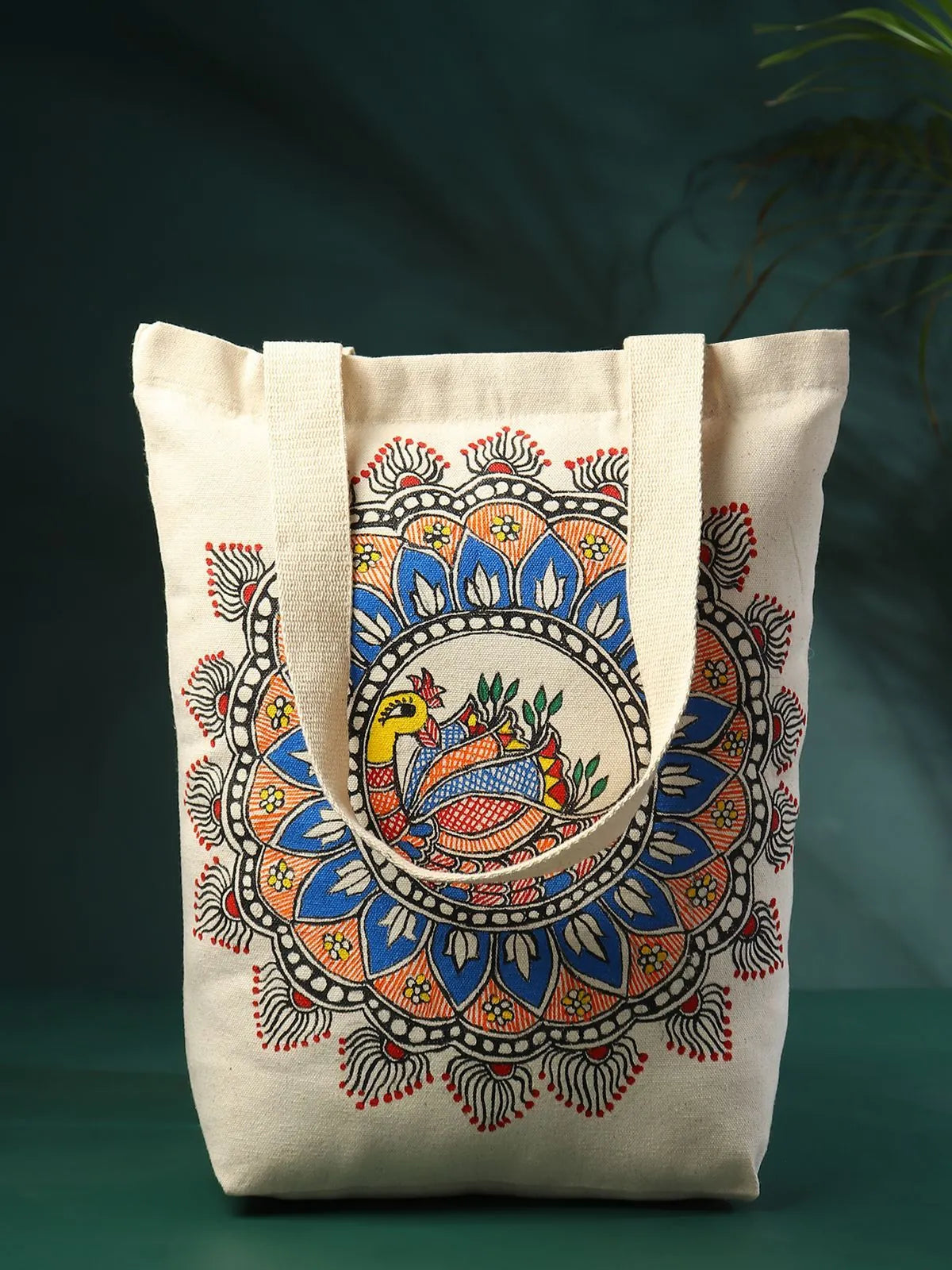 Madhubani peacock Jhola Bag