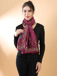 Maroon Floral Kantha Stole