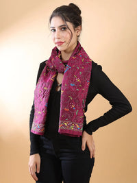 Maroon Floral Kantha Stole