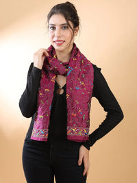 Maroon Floral Kantha Stole