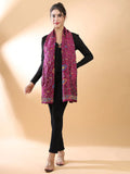 Maroon Floral Kantha Stole