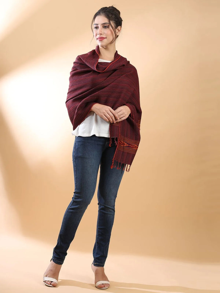 Maroon Himachali Shawl