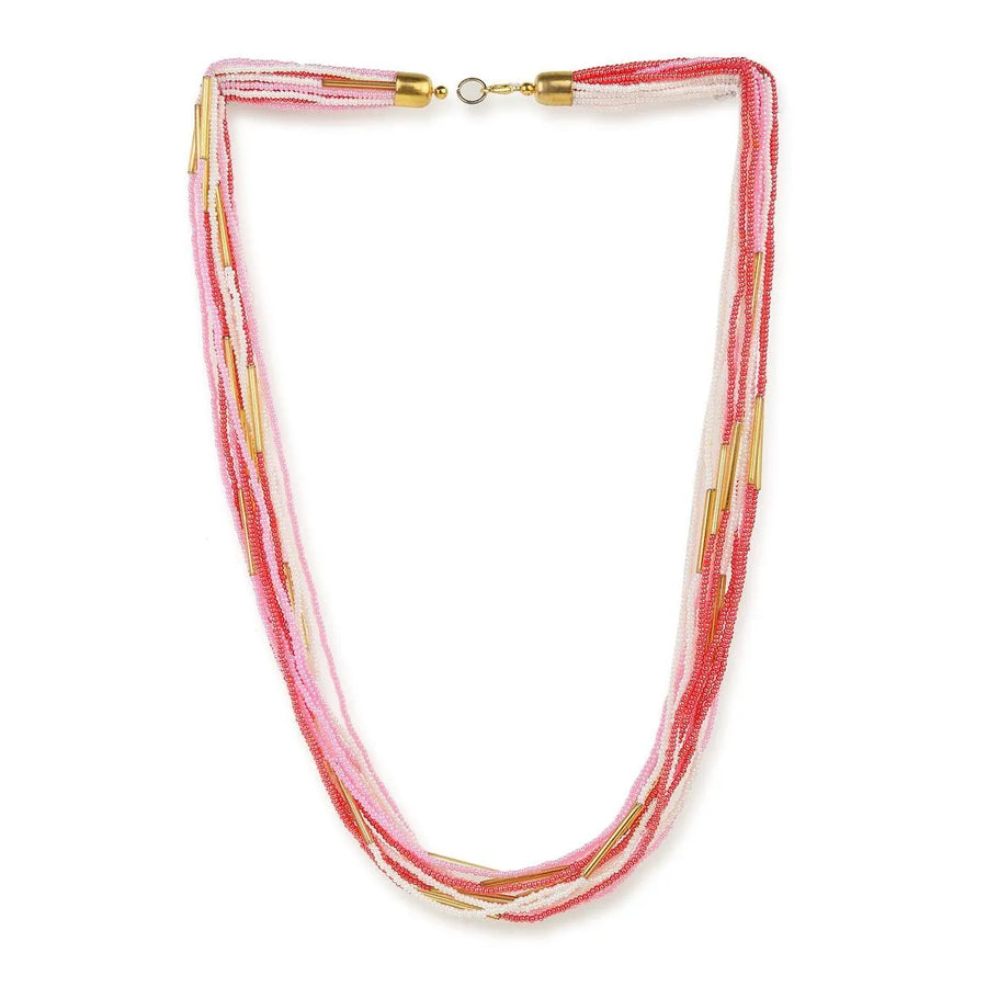 Monochrome pink bead Layer Necklace