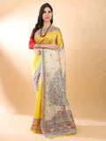 Mustard Madhubani Silk Saree