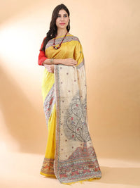 Mustard Madhubani Silk Saree