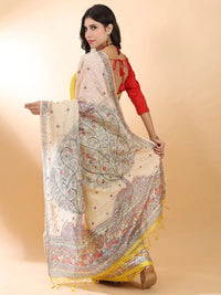 Mustard Madhubani Silk Saree