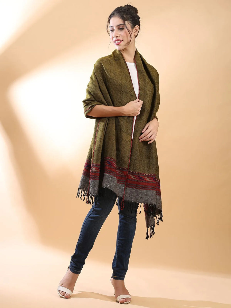 Olive Himachali Shawl