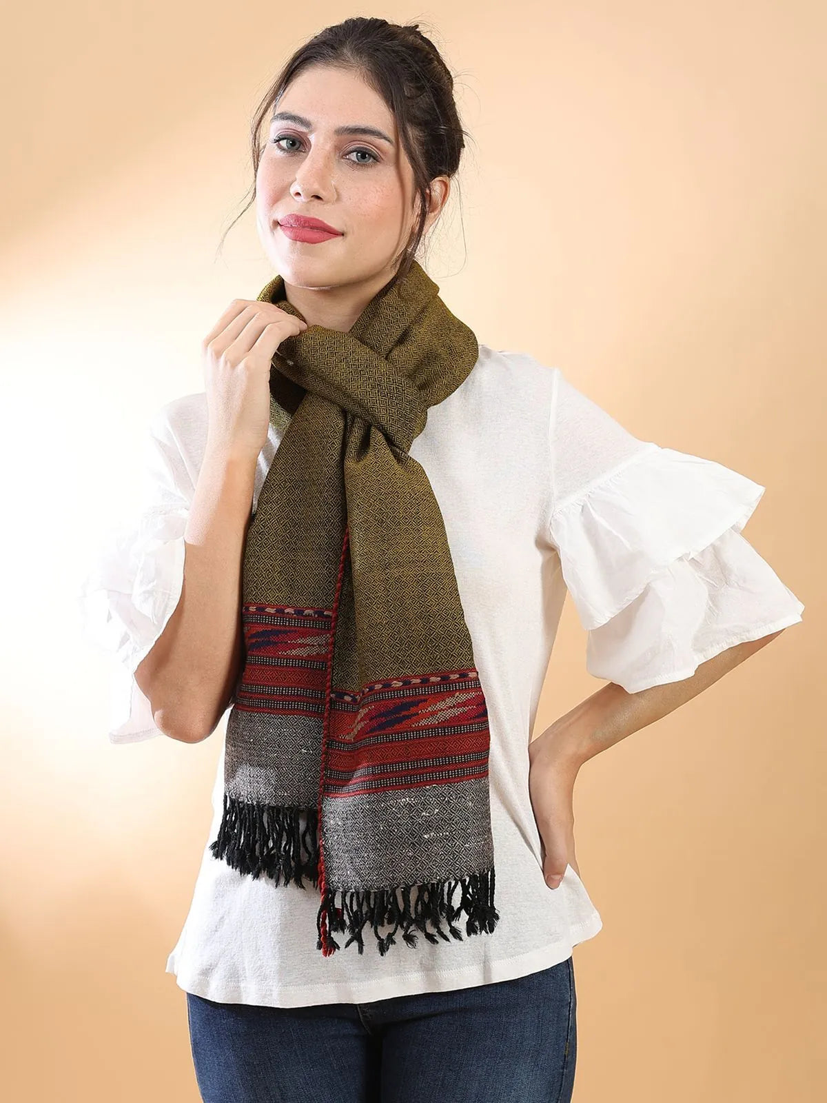 Olive Himachali Shawl