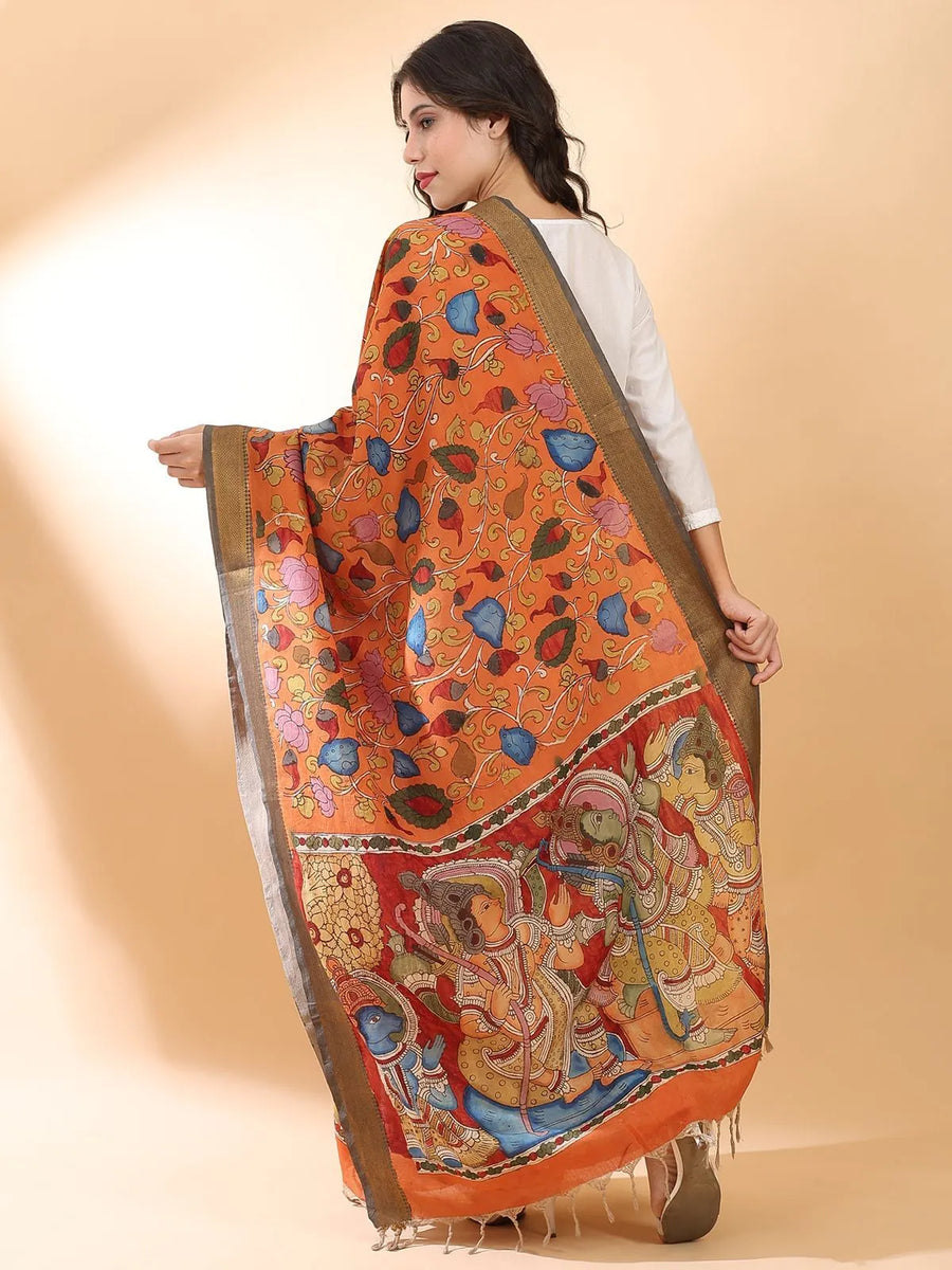Orange Kalamkari Dupatta