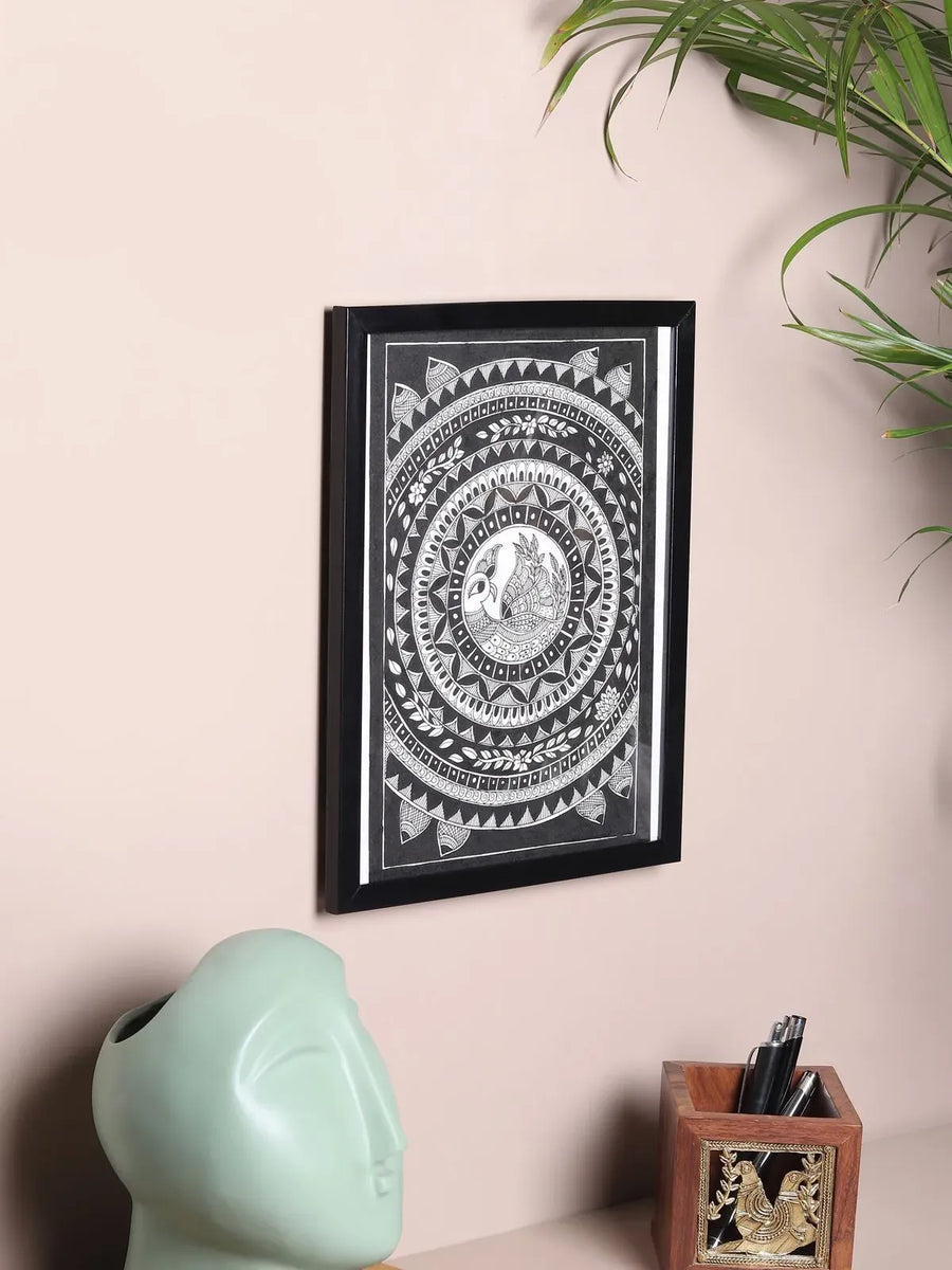 Peacock Mandala Madhubani Painting