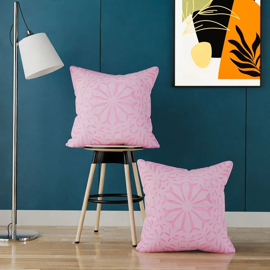 Pink Applique Cushion Cover