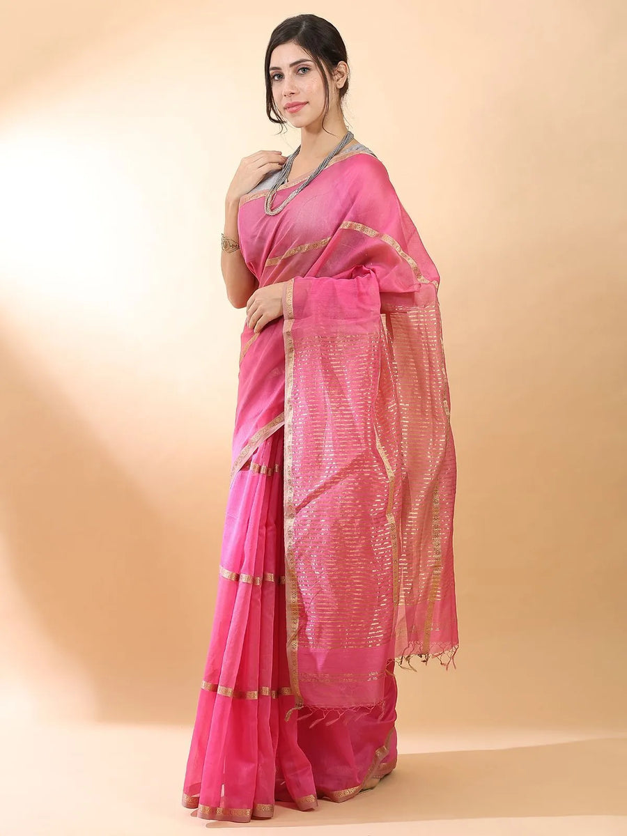 Pink Handloom Silk Saree