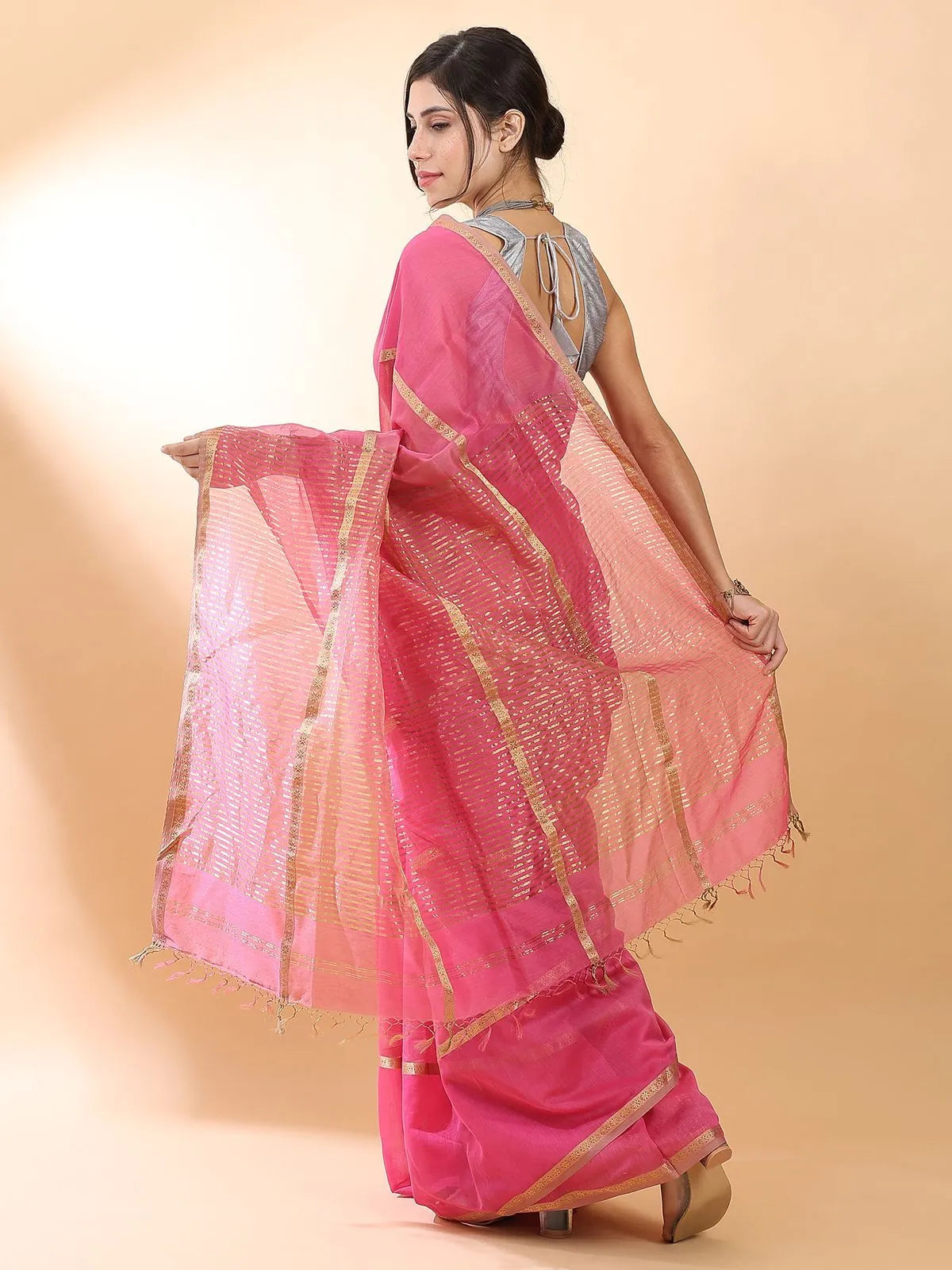 Pink Handloom Silk  Saree