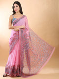Pink Madhubani Chiffon Saree