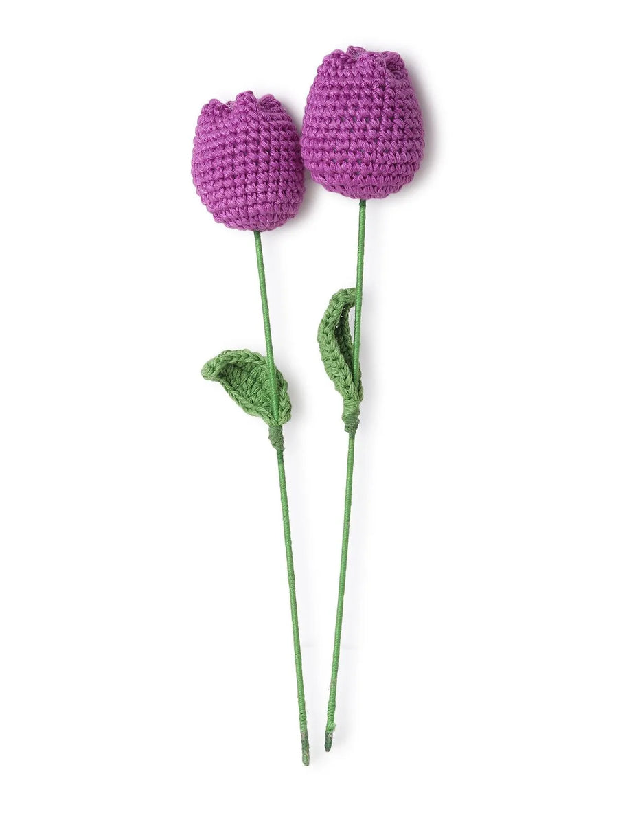 Purple Crocheted Tulips