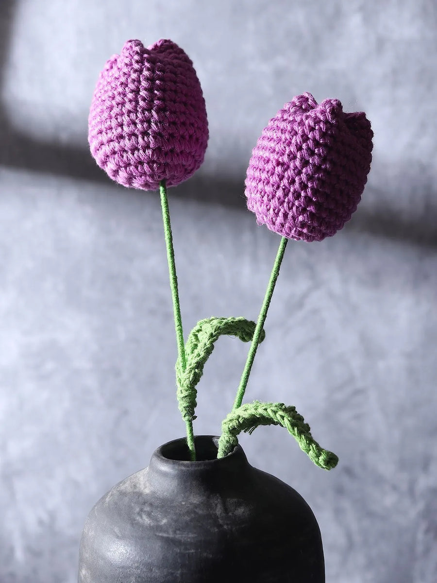 Purple Crocheted Tulips