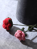 Red & pink Crochet Rose