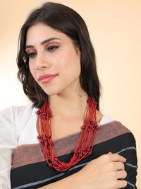 Red pearl and bead Layer Necklace