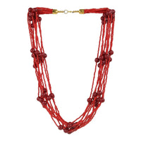 Red pearl and bead Layer Necklace