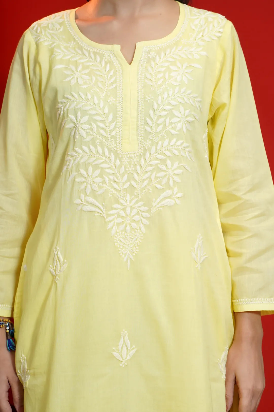 Yellow Chikankari Anarkali Kurta